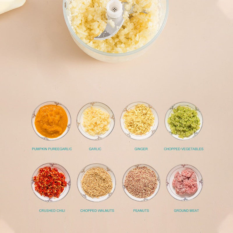 Elektrisk mini-hakker med 3 blade