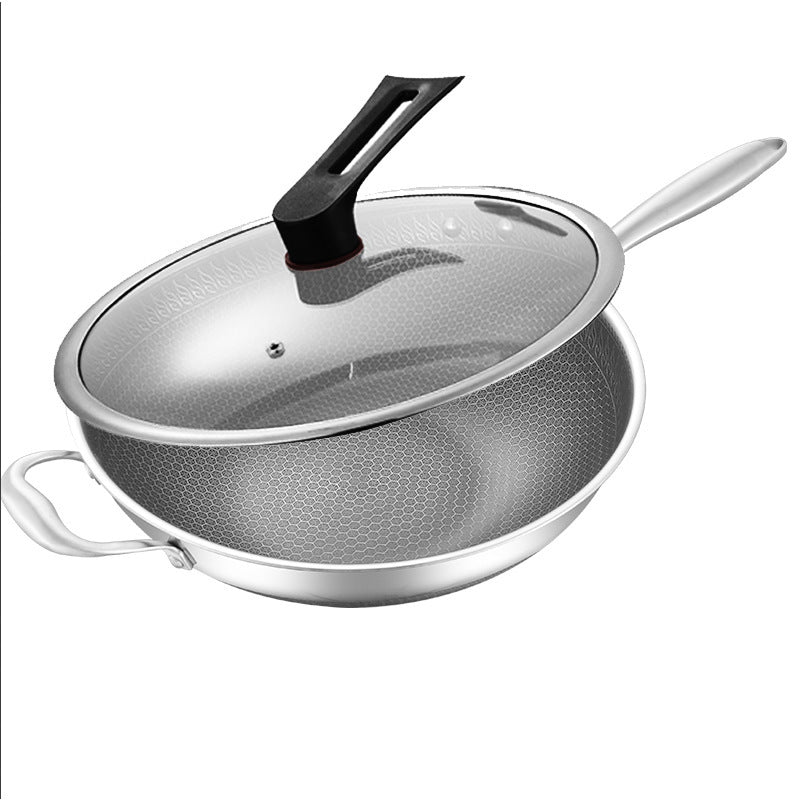 316 rustfrit stål dobbeltsidet bikageformet wok