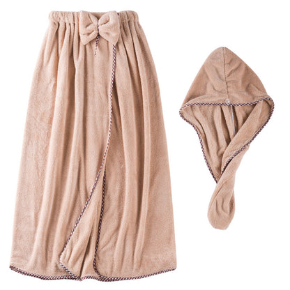 Badekjole med koralfleece og hårtørrerhætte til kvinder