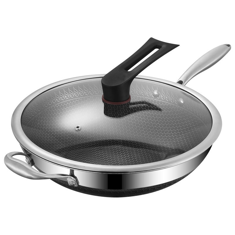 316 rustfrit stål dobbeltsidet bikageformet wok