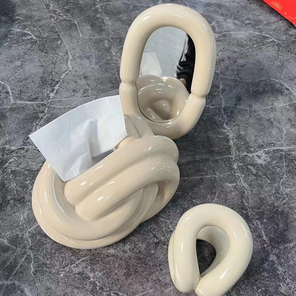 Keramisk vævsæske med uldkugle 