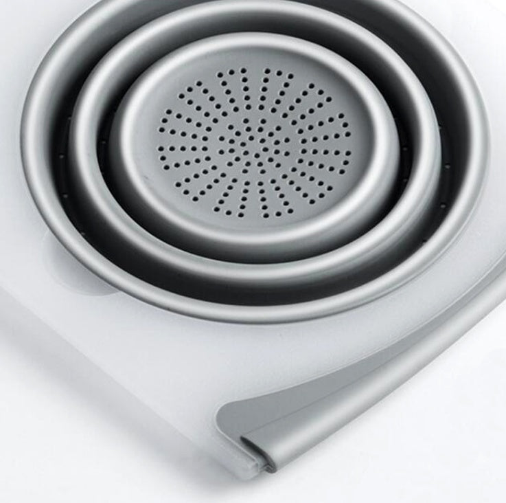 Smart 3-i-1 foldbart skærebræt med afløbskurv 