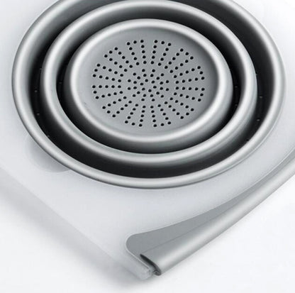 Smart 3-i-1 foldbart skærebræt med afløbskurv 