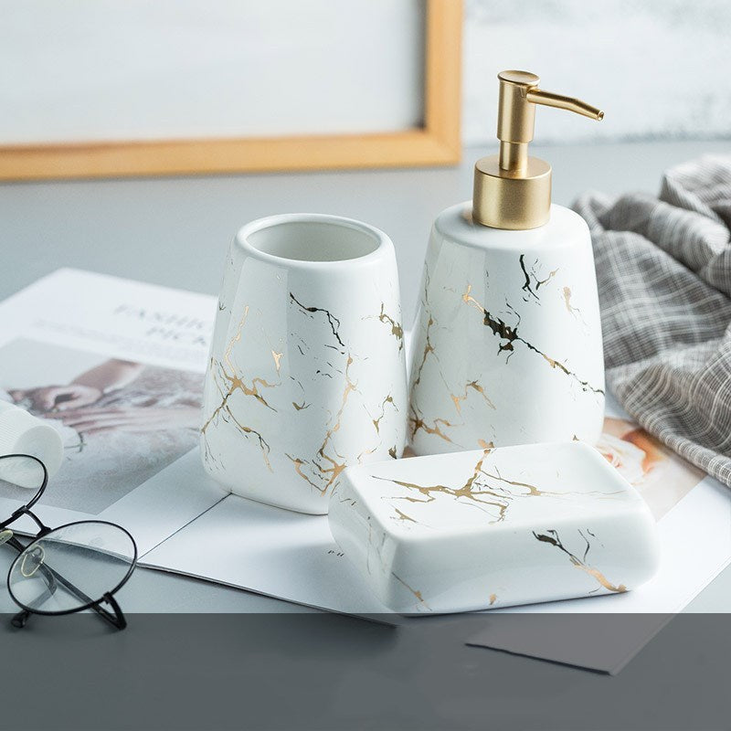 Keramisk marmor badeværelsesvaskesæt