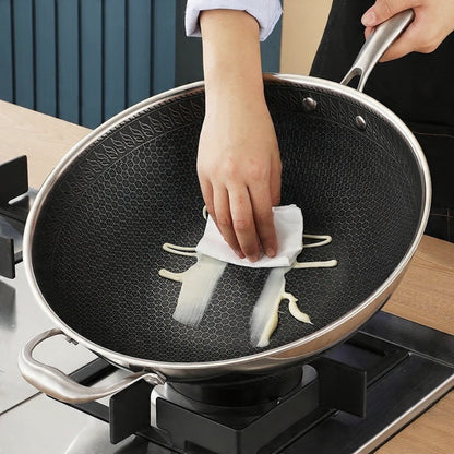 316 rustfrit stål dobbeltsidet bikageformet wok