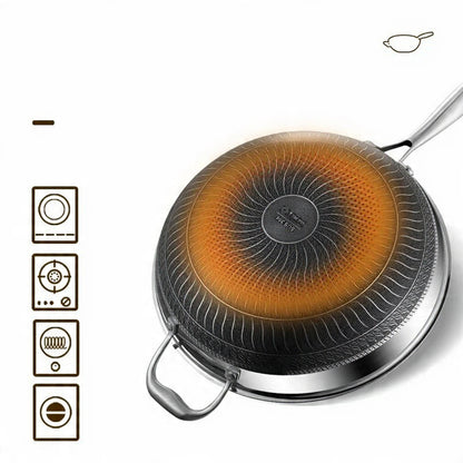 316 rustfrit stål dobbeltsidet bikageformet wok