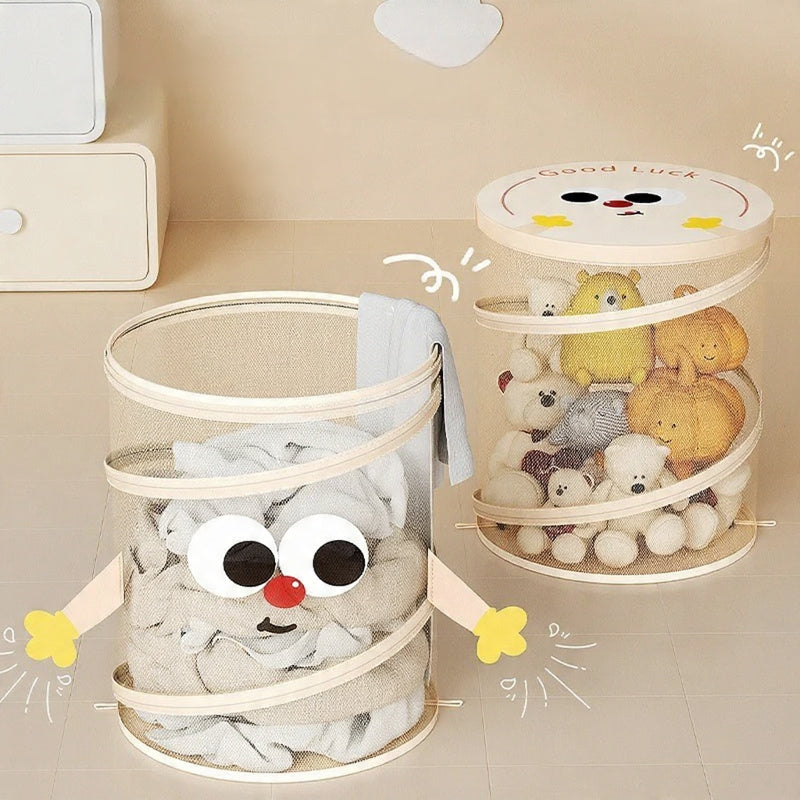 Sammenklappelig opbevaringskurv til legetøj og tøj med låg 